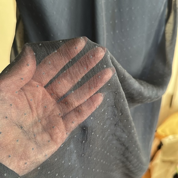 EXPRESS Vintage Y2K Sheer Silk MIDI Dress Babydoll Blue Cocktail Attire 13/14 - Picture 13 of 15